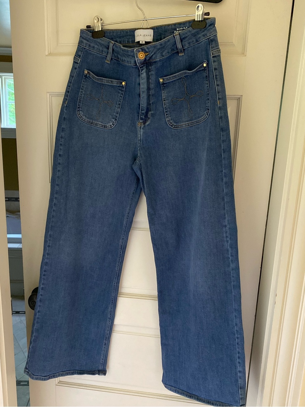 Lola Jeans Western Inspired Milan-RCB High Rise Wide Leg Medium Wash Jean Size29 - Picture 8 of 16